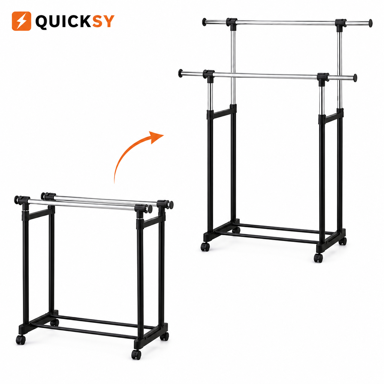 Double Rod Adjustable Clothes Rack