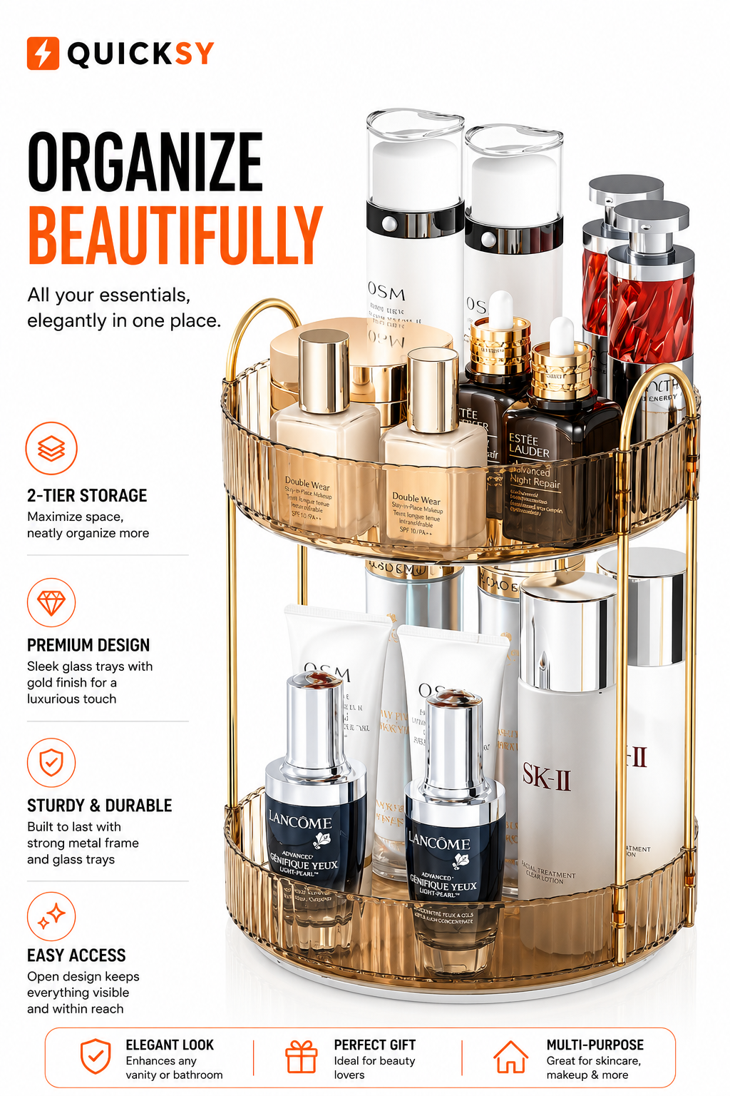 360° Rotating Makeup Organizer