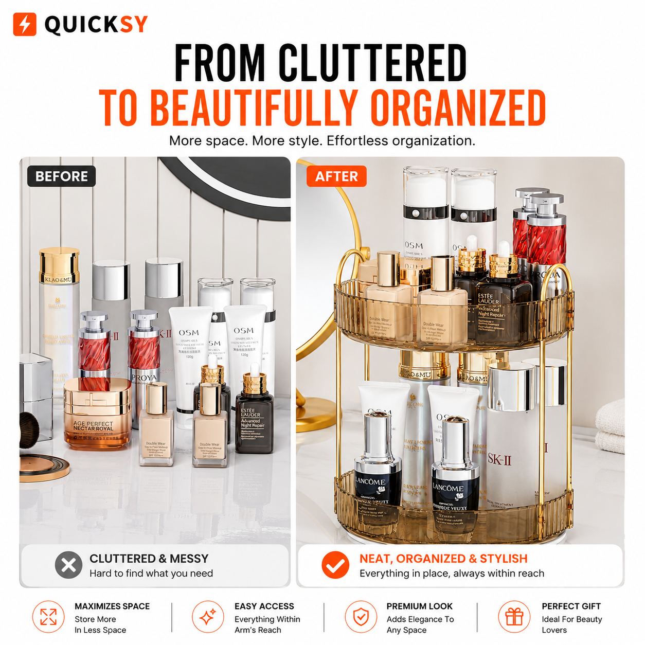 360° Rotating Makeup Organizer
