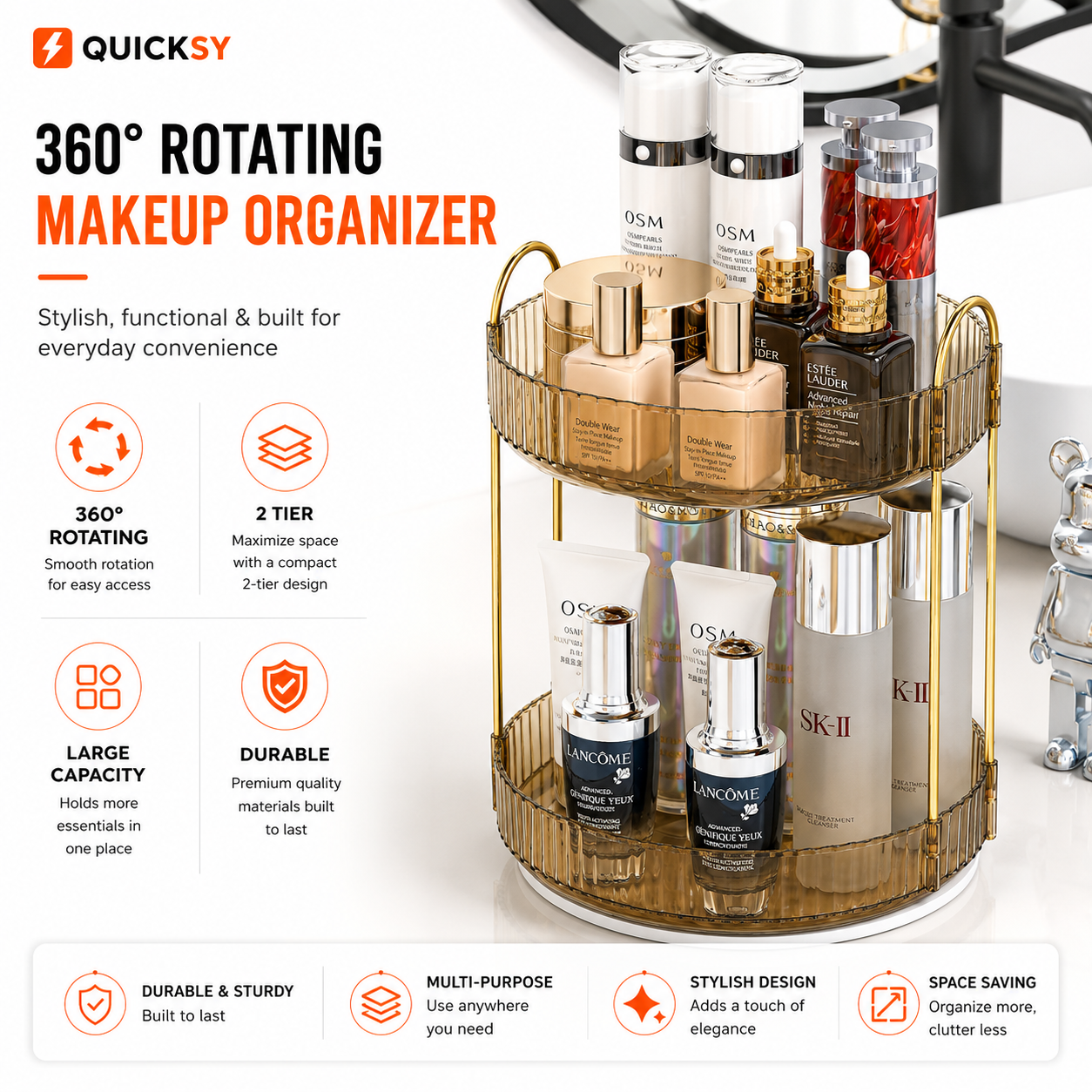 360° Rotating Makeup Organizer
