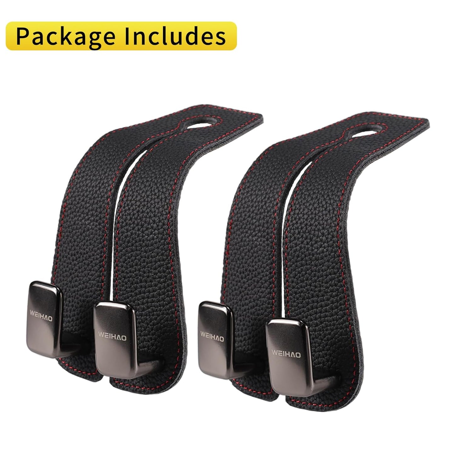 Leather Car Seat Headrest  Hooks – Set of 3