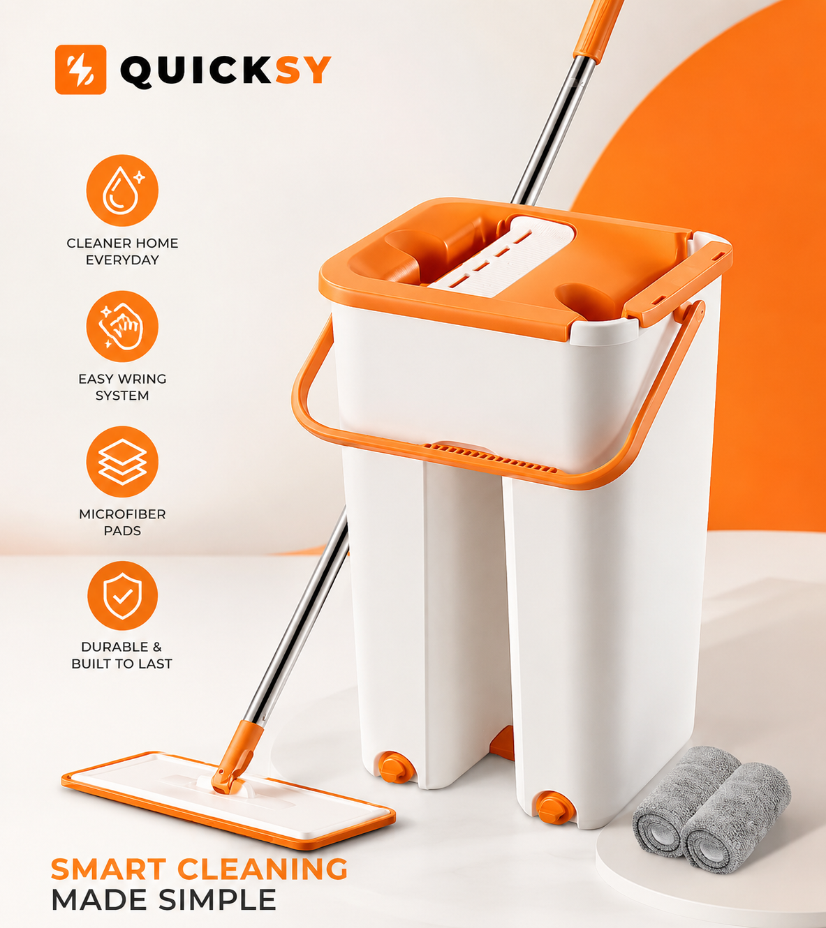Self-Wringing Flat Mop Set