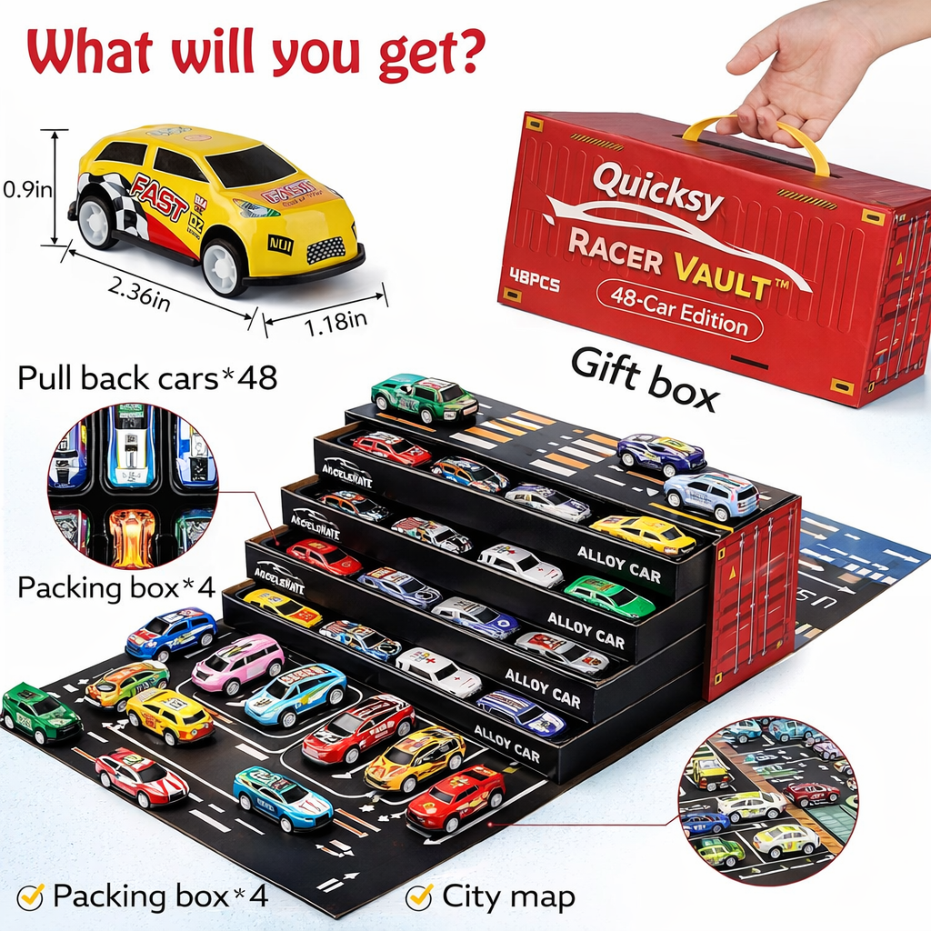 Quicksy Racer Vault  Screen-Free Play (48-Car Edition) ( 20,000+ Sold )