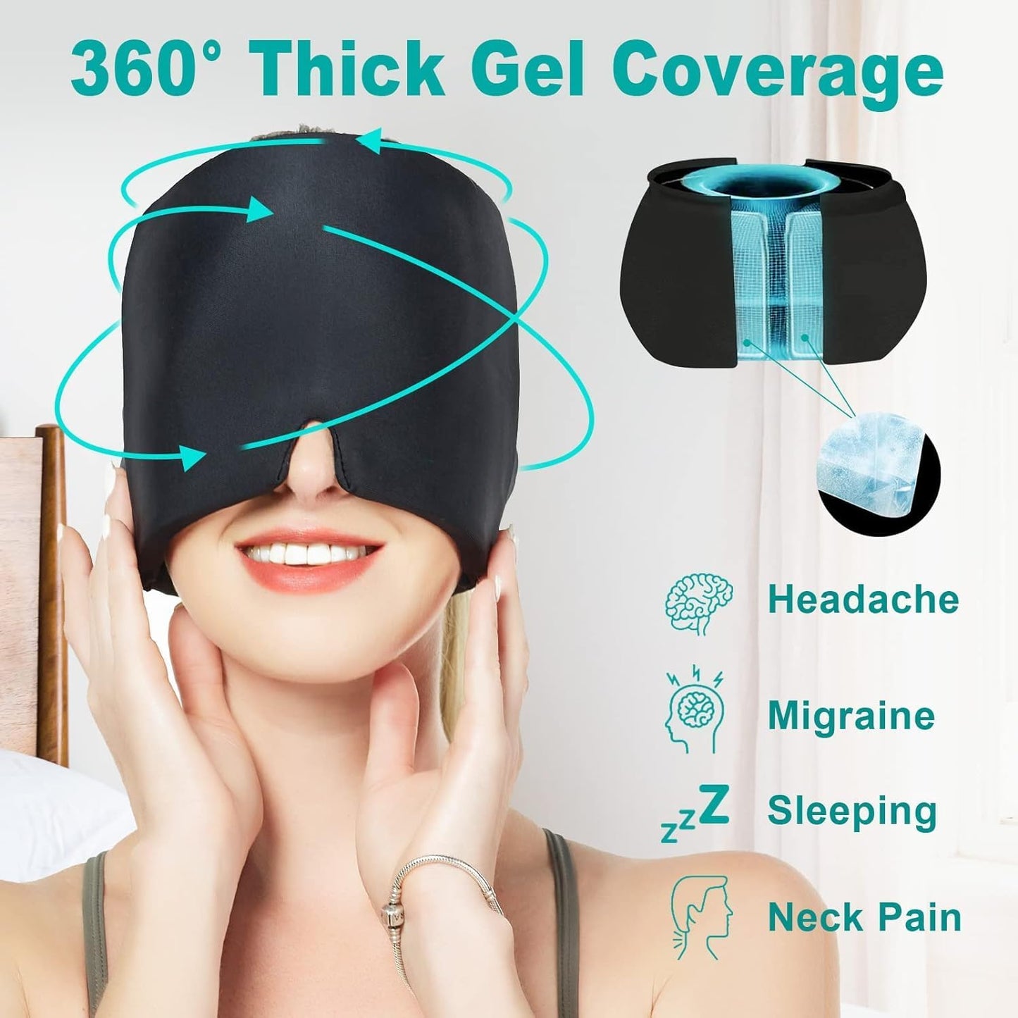Hot & Cold Migraine Relief Head Cap – Gel Therapy for Headache & Stres ( 15,000+) Sold