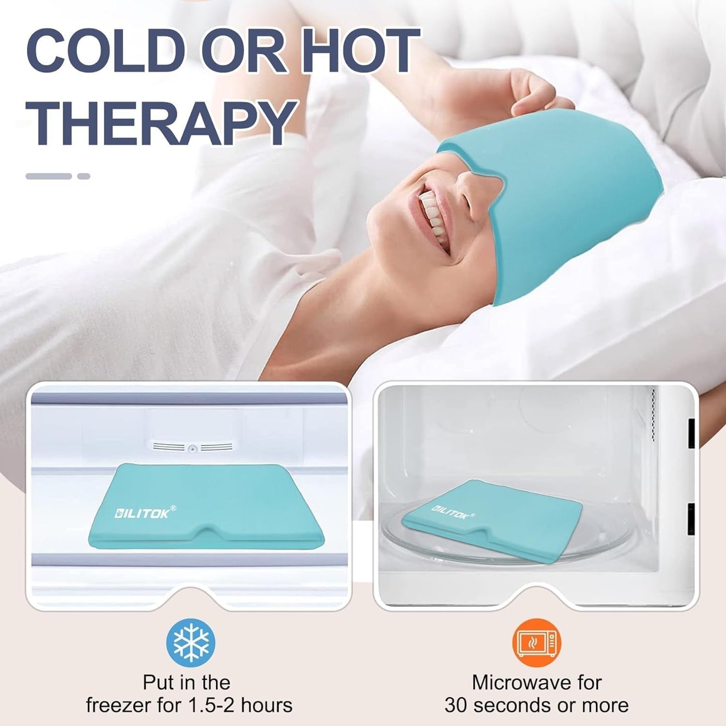 Hot & Cold Migraine Relief Head Cap – Gel Therapy for Headache & Stres ( 15,000+) Sold
