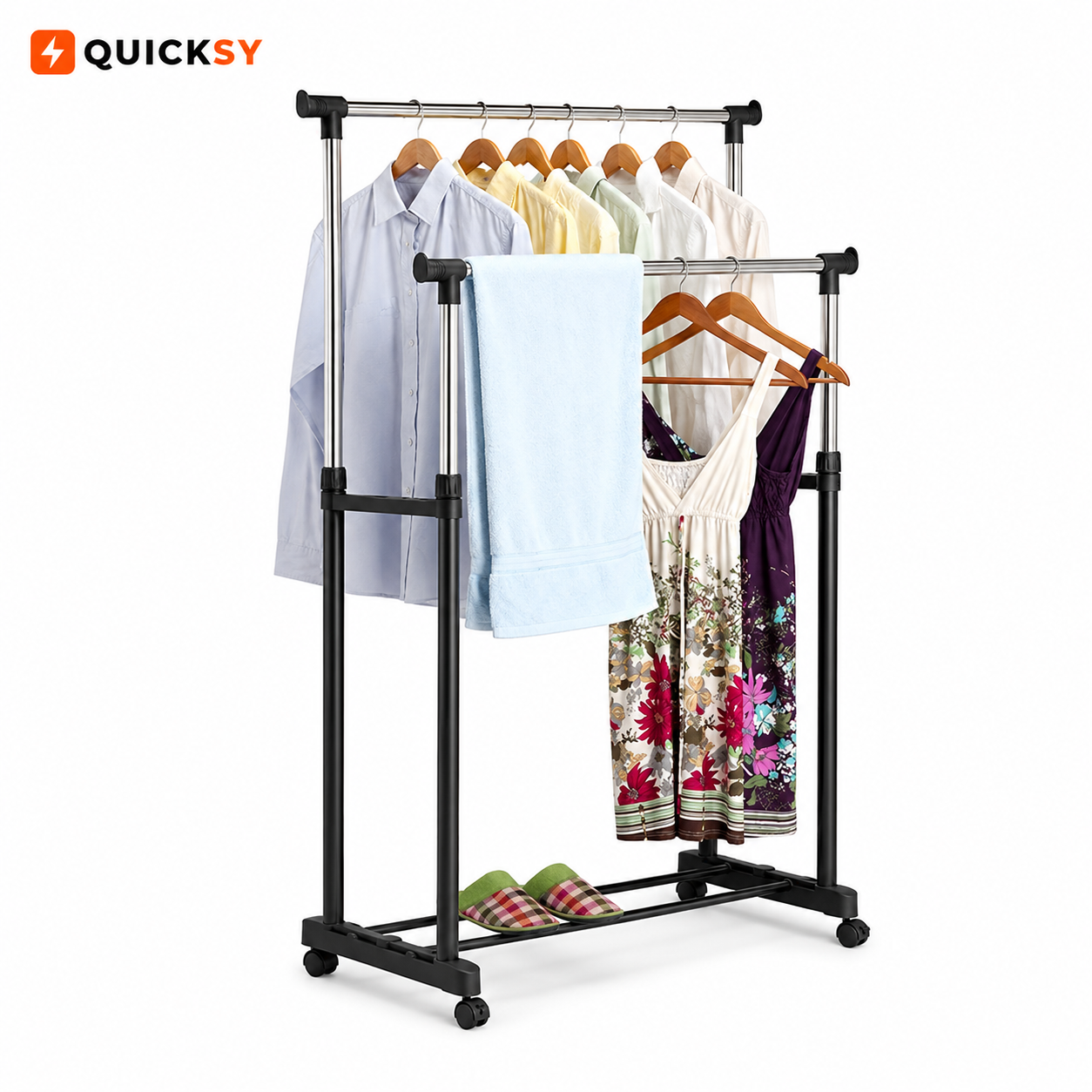 Double Rod Adjustable Clothes Rack