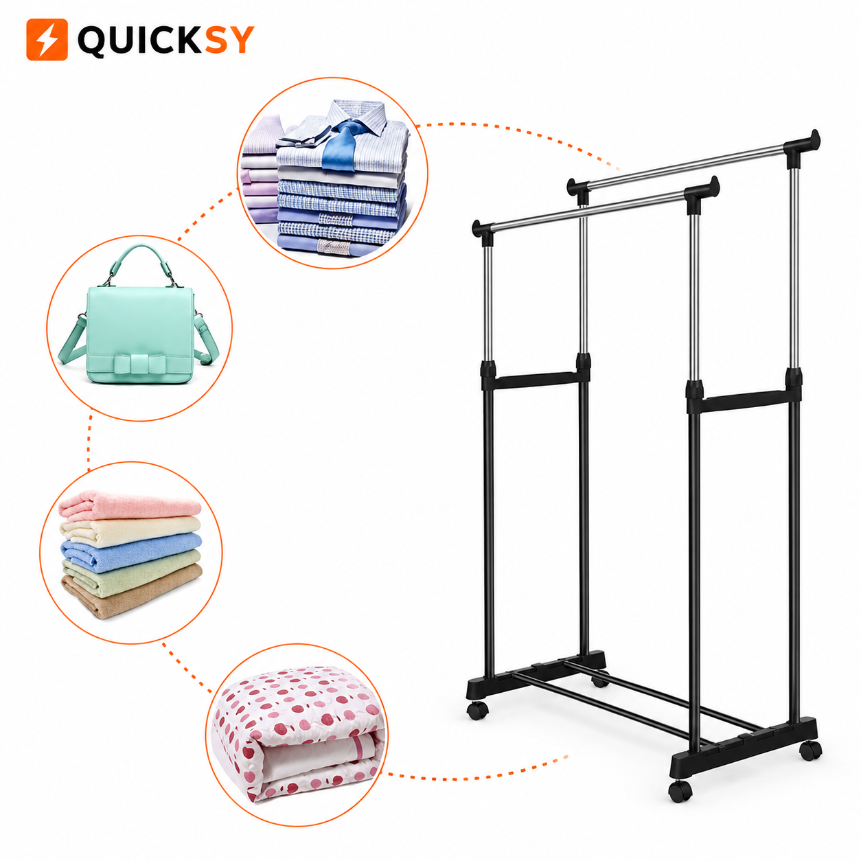 Double Rod Adjustable Clothes Rack
